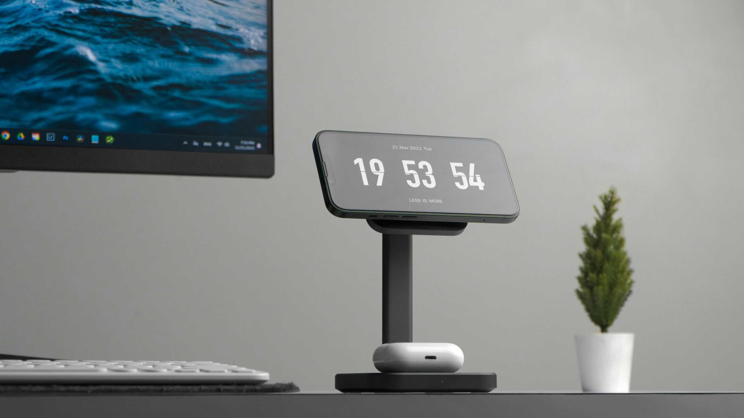 clock timer on desk next to computer monitor for focused work