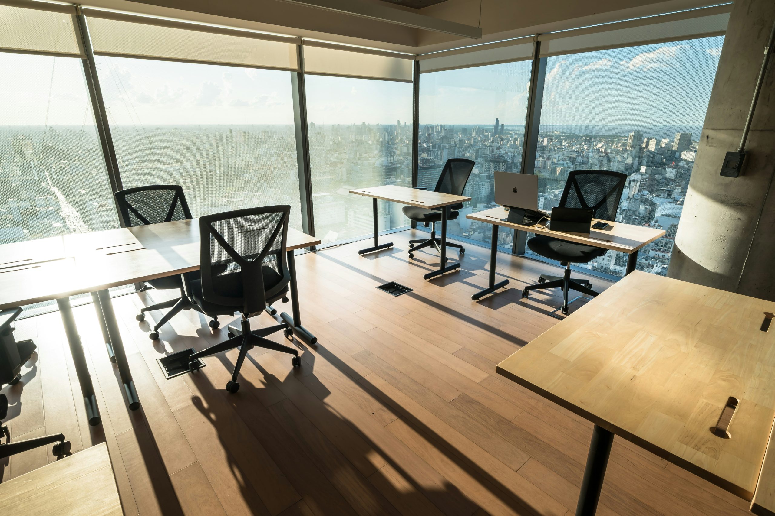 return to office open workspace with city view